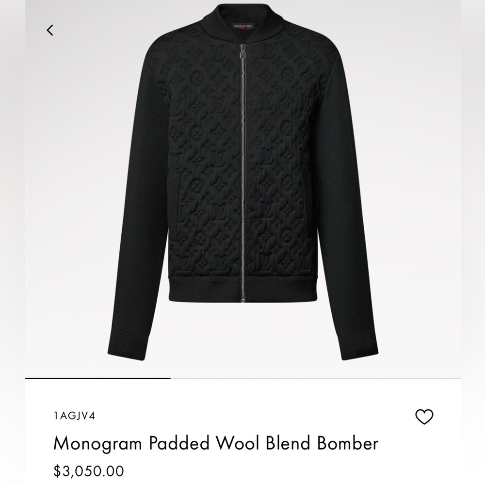 Louis Vuitton Black Monogram Wool Bomber Jacket